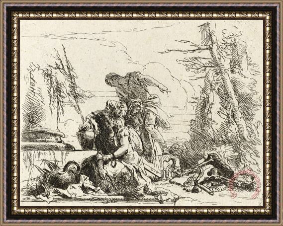 Giovanni Battista Tiepolo A Woman with Her Arms in Chains And Four Other Figures, From Vari Capricci Framed Print