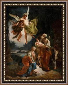 Rest on The Flight Into Egypt Framed Prints - The Rest on The Flight Into Egypt by Giovanni Battista Tiepolo