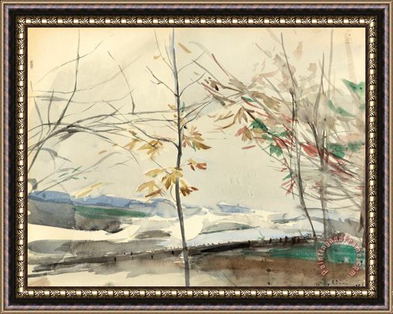Giovanni Boldini Autumn Landscape with Trees Framed Painting