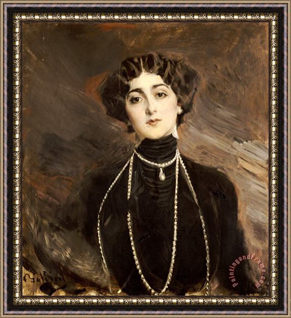 Giovanni Boldini Portrait of Lina Cavalieri Framed Painting