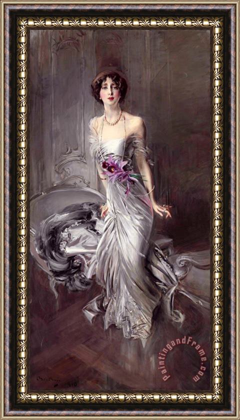 Giovanni Boldini Portrait of Madame Eugene Doyen Framed Painting