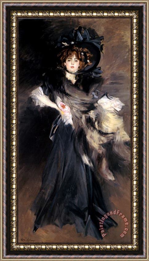 Giovanni Boldini Portrait of Mademoiselle Lantelme Framed Painting