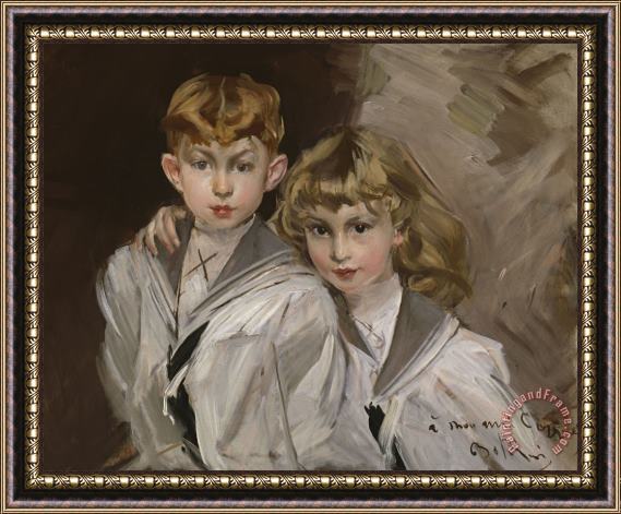 Giovanni Boldini The Two Children Framed Painting
