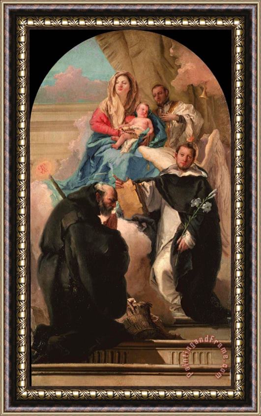 Giovanni Domenico Tiepolo Madonna And Child with Three Saints Framed Painting