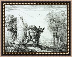Rest on The Flight Into Egypt Framed Prints - The Flight Into Egypt by Giovanni Domenico Tiepolo