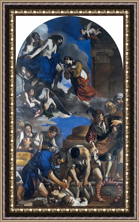Giovanni F. Barbieri Burial of Saint Petronilla Framed Painting