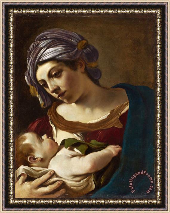 Giovanni F. Barbieri Madonna And Child Framed Painting