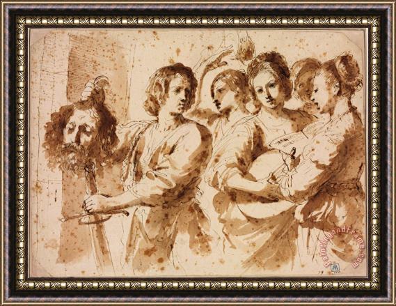 Giovanni F. Barbieri The Triumph of David Framed Painting
