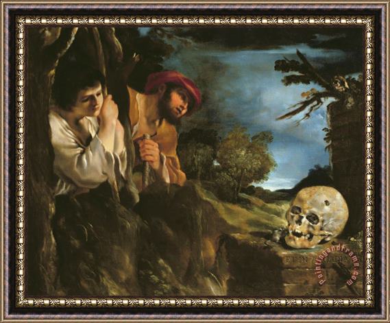 Giovanni Francesco Barbieri Et in arcadia ego Framed Painting