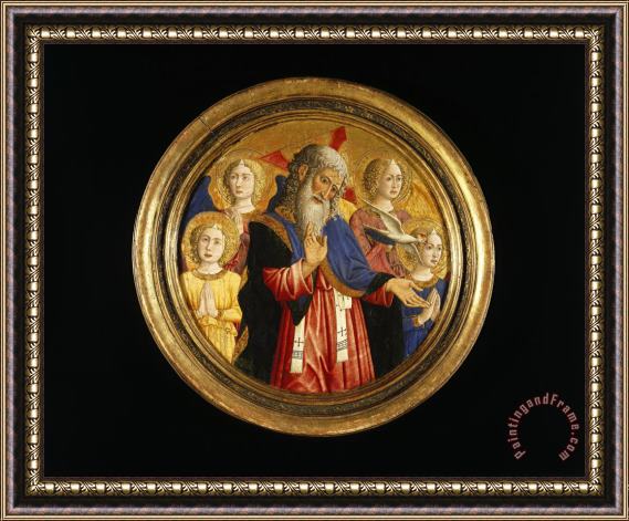 Giovanni Francesco da Rimini God The Father with Four Angels And The Dove of The Holy Spirit Framed Print
