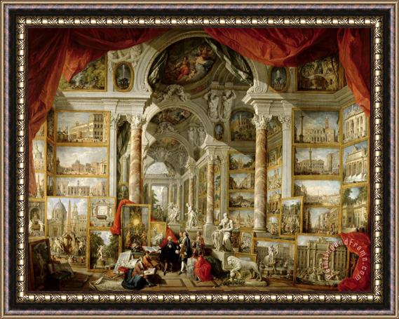 Giovanni Paolo Panini Gallery with Views of Modern Rome Framed Print
