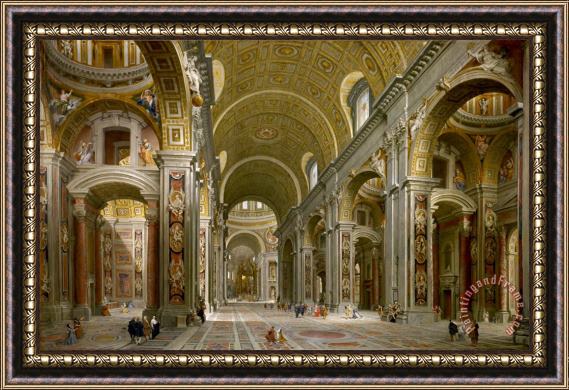 Giovanni Paolo Panini Interior of St. Peter's, Rome Framed Painting