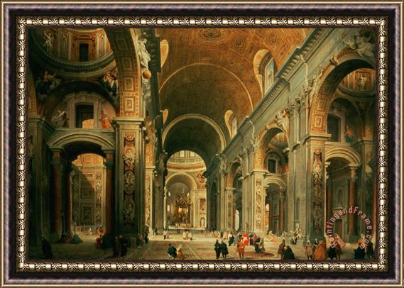 Giovanni Paolo Panini Interior Of St Peters In Rome Framed Painting