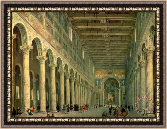 Giovanni Paolo Panini Interior Of The Church Of San Paolo Fuori Le Mura Framed Painting