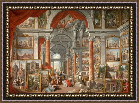 Giovanni Paolo Panini Picture Gallery with Views of Modern Rome Framed Print