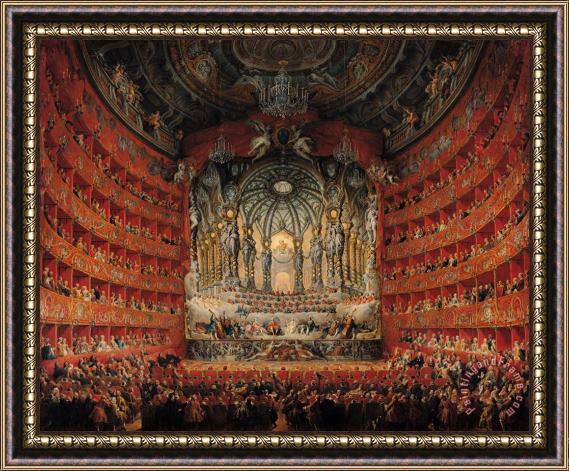 Giovanni Paolo Pannini or Panini Concert given by Cardinal de La Rochefoucauld at the Argentina Theatre in Rome Framed Print