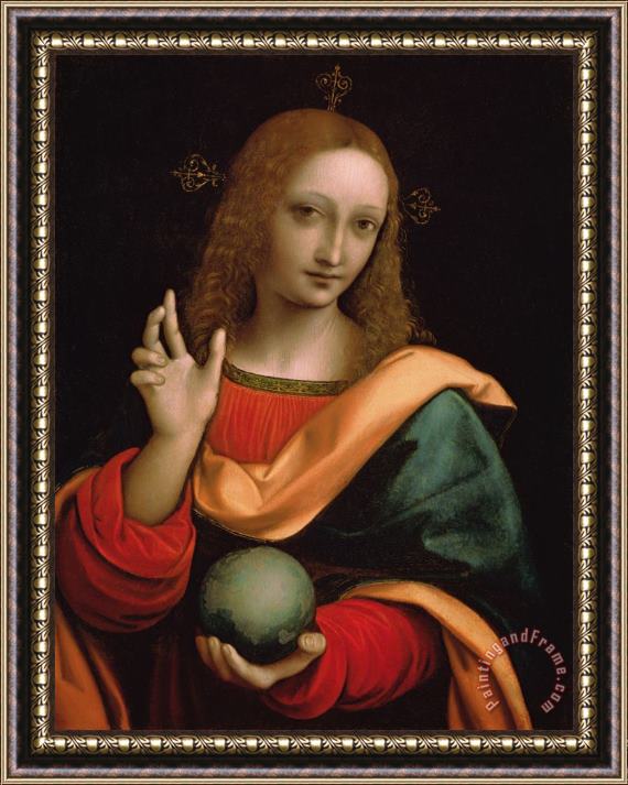 Giovanni Pedrini Giampietrino Saviour of the World Framed Painting