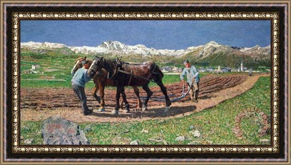 Giovanni Segantini Ploughing Framed Painting