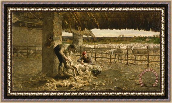 Giovanni Segantini The Sheepshearing Framed Print