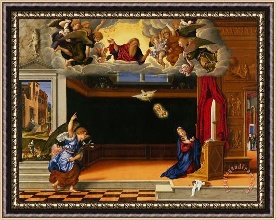 Girolamo da Santacroce The Annunnciation Framed Painting