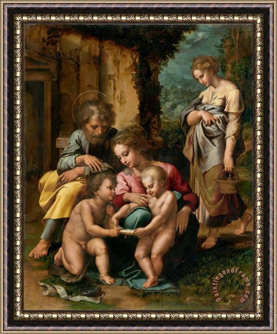 Giulio Romano The Holy Family Framed Painting