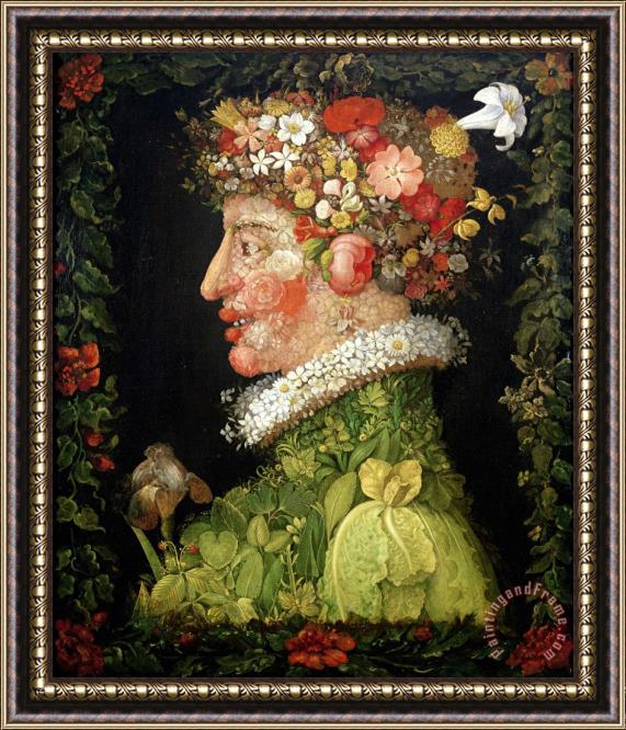 Giuseppe Arcimboldo Spring, From a Series Depicting The Four Seasons Framed Painting