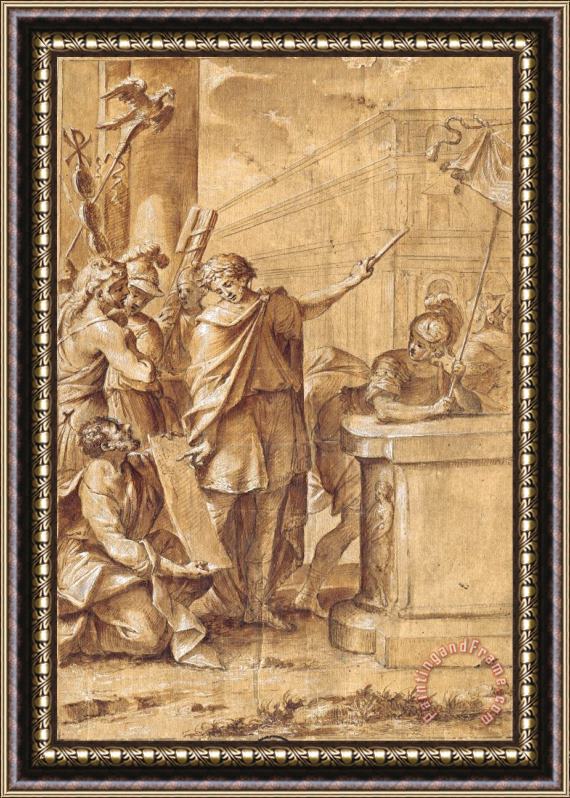 Giuseppe Belloni Constantine The Great Commissions The Building of The Basilica of S. Giovanni in Laterano Framed Painting