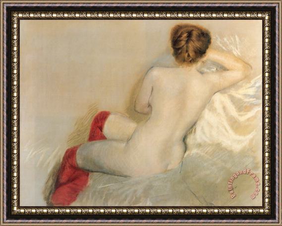 Giuseppe De Nittis Nudo Con Le Calze Rosse Framed Painting