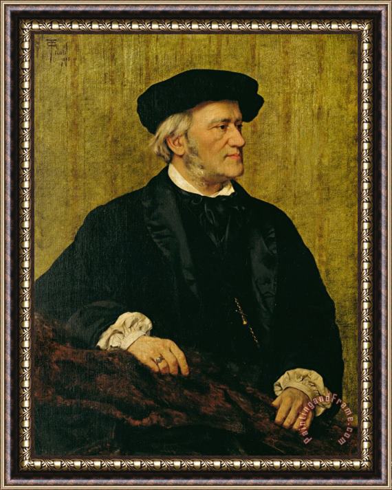 Giuseppe Tivoli Portrait Of Richard Wagner Framed Painting