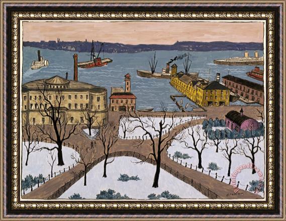 Glenn O. Coleman Battery Park Framed Painting