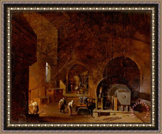 Godfrey Sykes Interior of an Ironworks 2 Framed Painting