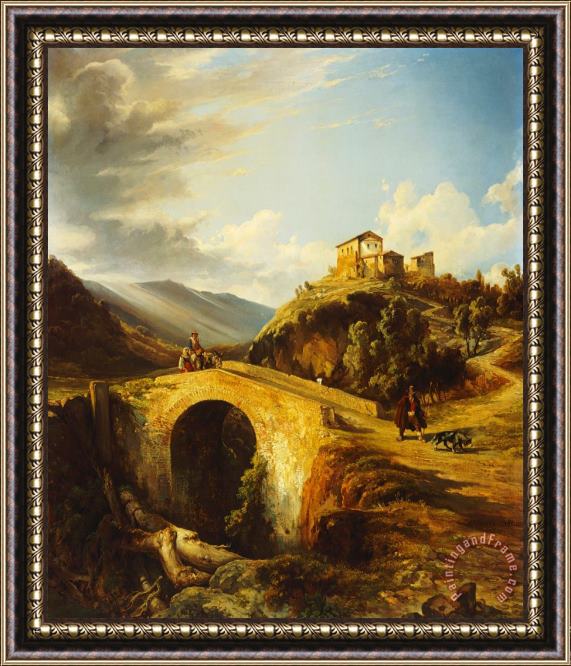 Gonsalvo Carelli Medieval Landscape Framed Painting