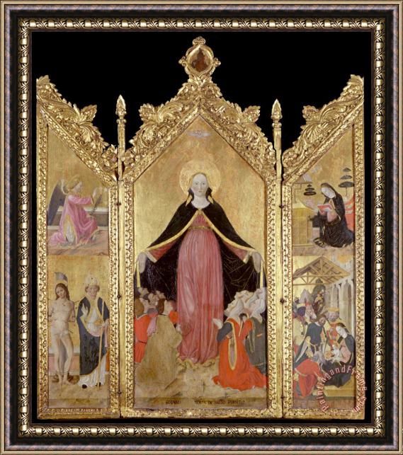 Gottardo Scotti Triptych of The Madonna of Mercy Framed Painting