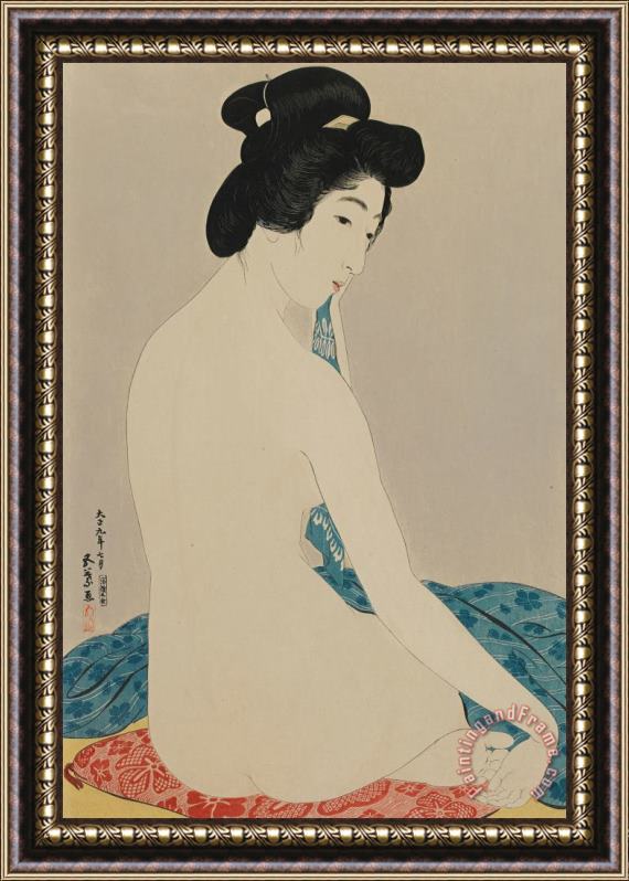 Goyo Hashiguchi Woman After A Bath Taisho Era Framed Painting