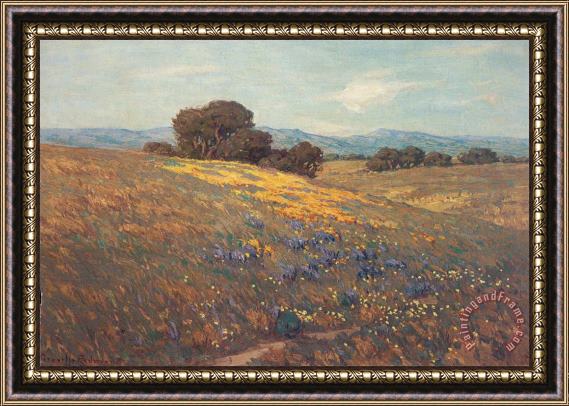 Granville Redmond Poppies And Lupines Framed Painting