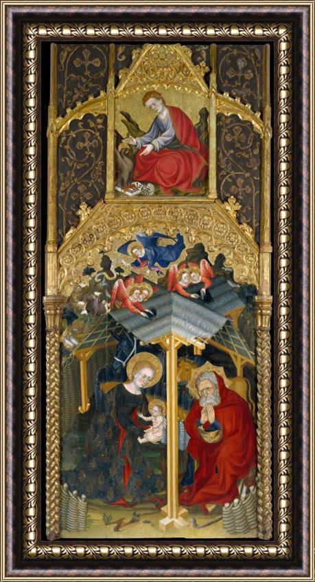 Guerau Gener Nativity And Saint John The Evangelist Framed Painting
