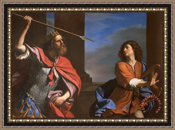 Guercino Saul Attacking David Framed Painting