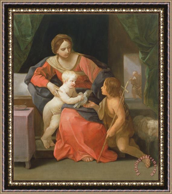 Guido Reni Madonna And Child With Saint John The Baptist Framed Painting