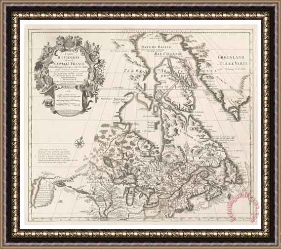 Guillaume Delisle Map of Canada or New France Framed Print