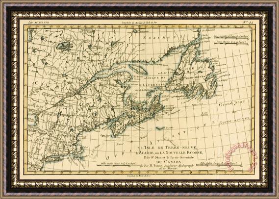 Guillaume Raynal Antique Map of Eastern Canada Framed Print