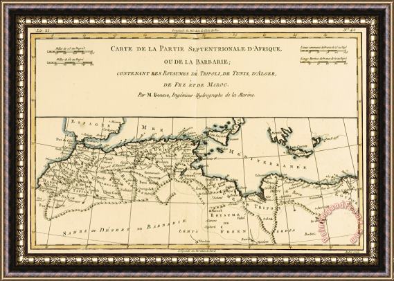 Guillaume Raynal Antique Map of North Africa Framed Painting