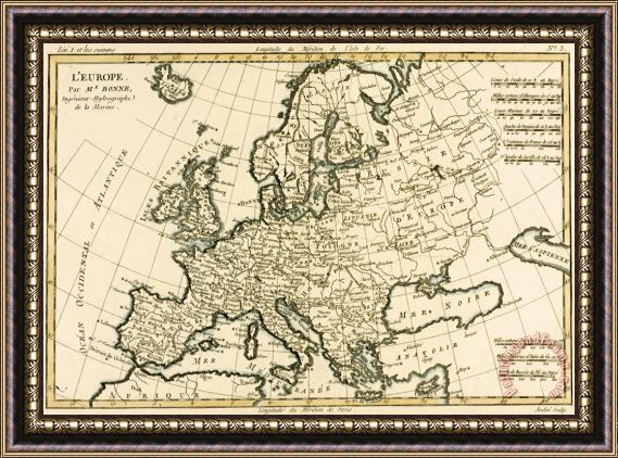 Guillaume Raynal Map of Europe Framed Painting