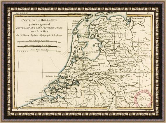 Guillaume Raynal Map of Holland Including the Seven United Provinces of the Low Countries Framed Painting