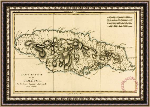 Guillaume Raynal Map of Jamaica Framed Print