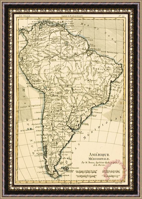 Guillaume Raynal Map of South America Framed Painting
