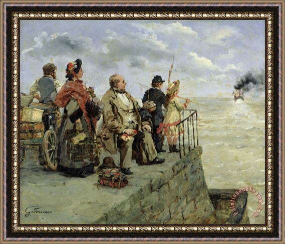 Guillaume Romain Fouace Leaving for Jersey Framed Painting