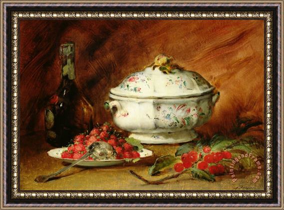 Guillaume Romain Fouace Still Life with a Soup Tureen Framed Painting