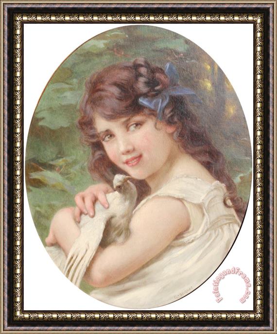 Guillaume Seignac Girl with a Dove Framed Print