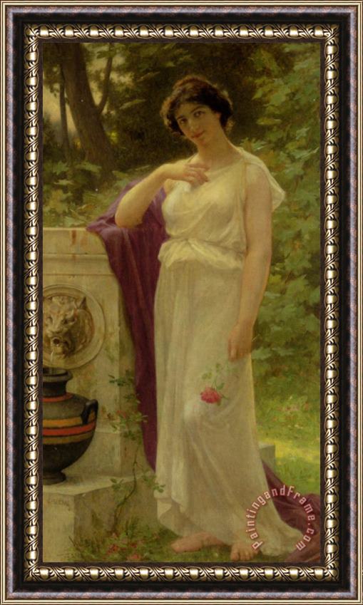 Guillaume Seignac Young Woman with a Rose Framed Print