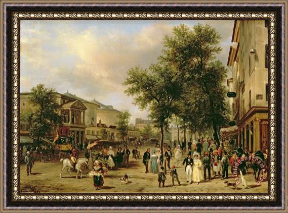 Guiseppe Canella View of Boulevard Montmartre Framed Painting